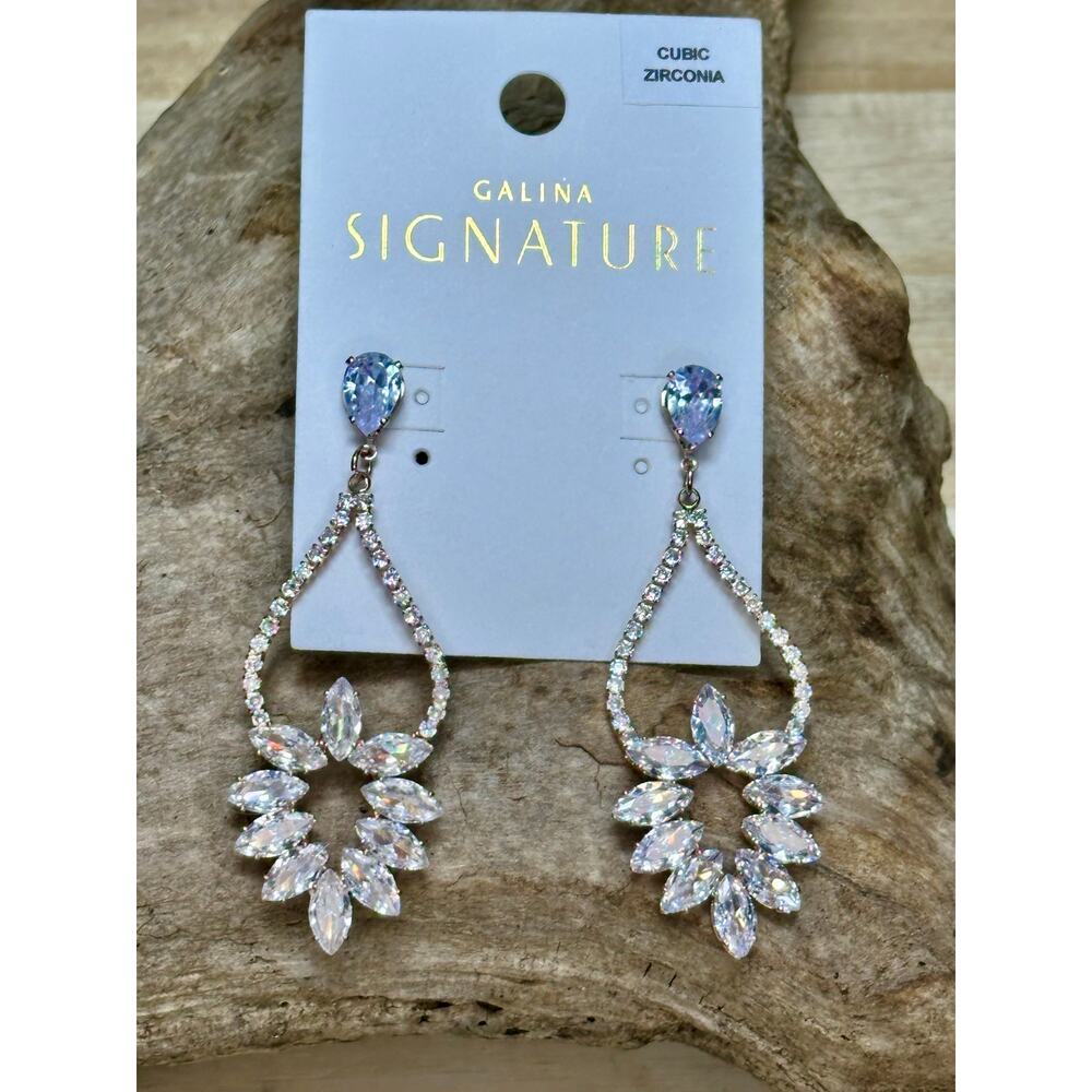 New Galina rose gold Cubic Zirconia Teardrop Earrings Bridal‎ Dangle Rhinestone